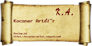 Kocsner Artúr névjegykártya